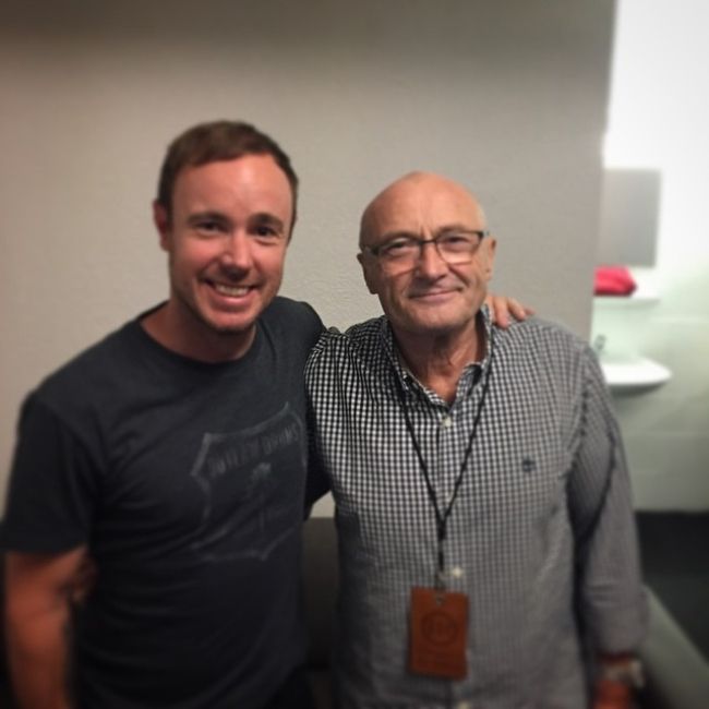 Eddie Fisher as seen posing with Phil Collins in 2015