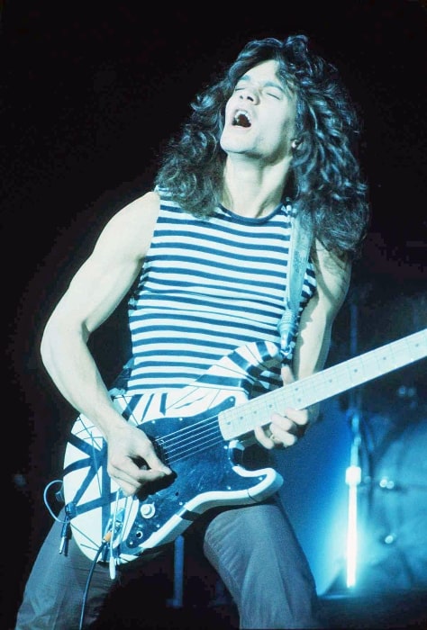 Eddie Van Halen performing at the New Haven Coliseum in the late 1970s with his Frankenstrat