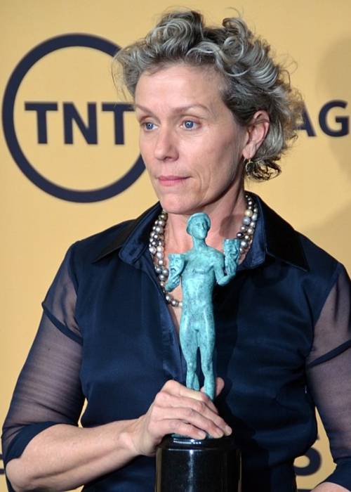 Frances McDormand as seen holding her SAG Award in 2015