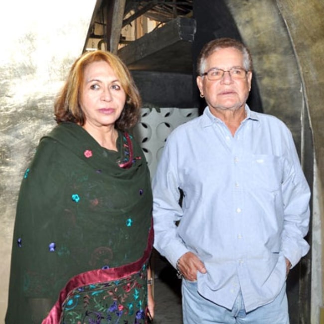 Helen and her husband Salim Khan as seen in a picture that was taken at the launch of Shatranj Napoli and Polpo Cafe &amp; Bar in 2012