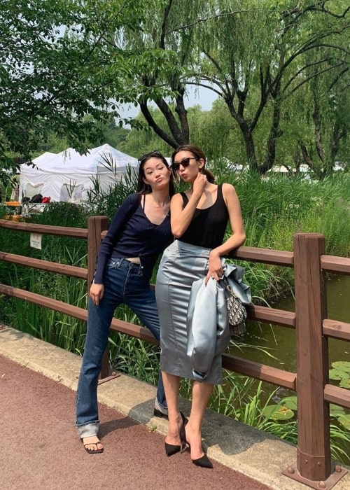 Hyun Ji Shin as seen in a picture that was taken with actress and model HoJung Lee in June 2020