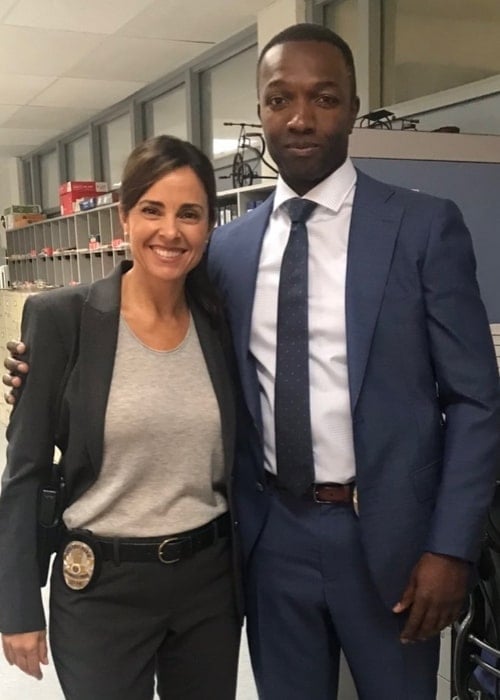 Jacqueline Obradors posing for a picture along with Jamie Hector