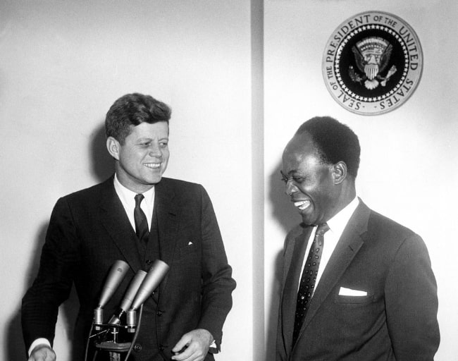 John F. Kennedy (Left) meeting with the President of the Republic of Ghana, Osagyefo Dr. Kwame Nkrumah, in March 1961