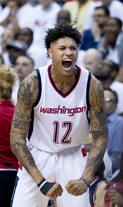 Kelly Oubre Jr. with the Wizards in April 2017 during the NBA playoffs