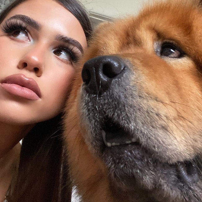 Leah Halton as seen in a selfie that was taken with one of her Chow's in Septmber 2020