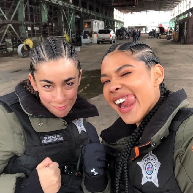 Lisseth Chavez as seen in a selfie that was taken with a co-star from Chicago P.D. in January 2020