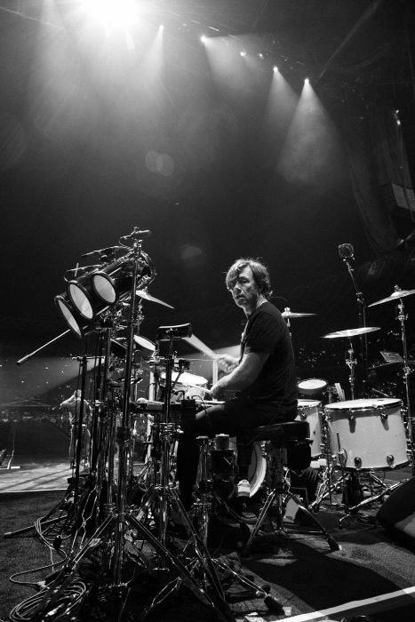 Matt Flynn as seen posing with his percussion set