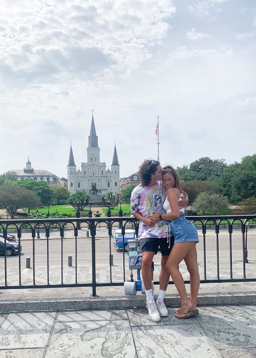 Noah Lomax posing for a picture alongside Brooke Gallagher in New Orleans, Louisiana in July 2020