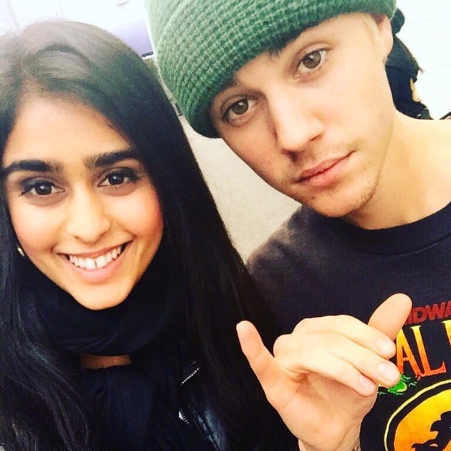 Sonika Vaid as seen in a selfie that was taken with fellow singer and songwriter Justin Bieber in May 2016