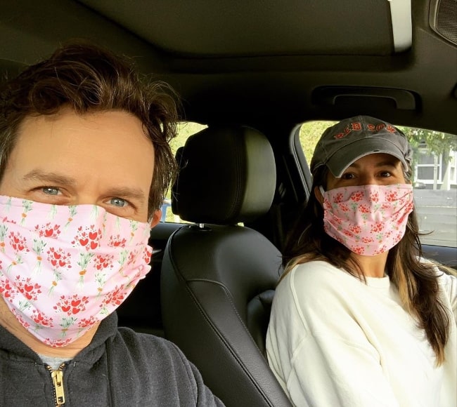 Tom Everett Scott as seen while taking a car selfie with his wife in April 2020