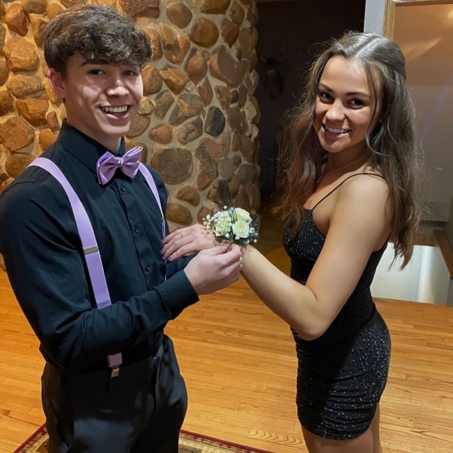 threedotcorey as seen in a picture with Instagram star Marissa Gulley at their high school gala in February 2020