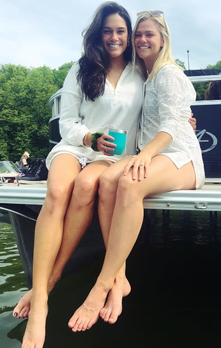 Audra Mari (Left) smiling in a picture alongside Nina Clark at West Battle Lake in Minnesota