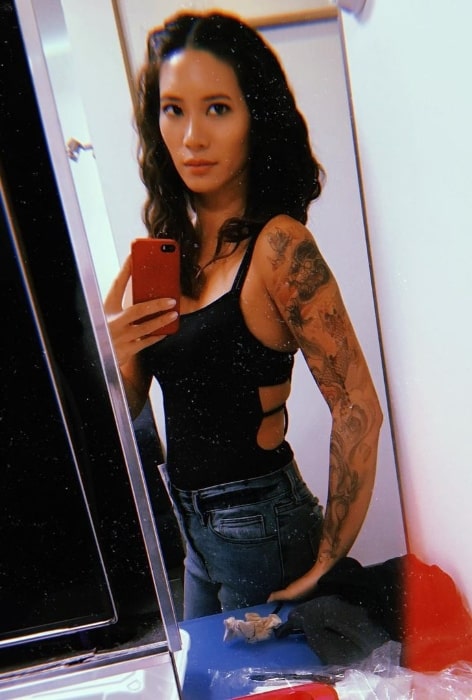Chantal Thuy as seen while clicking a mirror selfie