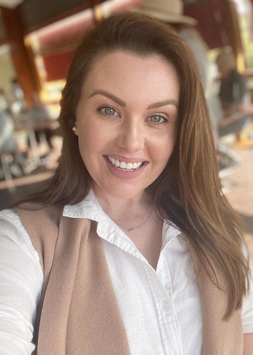 Courtney Thorpe as seen while smiling in a selfie in July 2020
