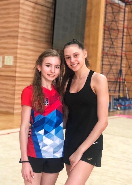 Daria Usacheva as seen in a picture with rhythm gymnast Daria Trubnikova in June 2020