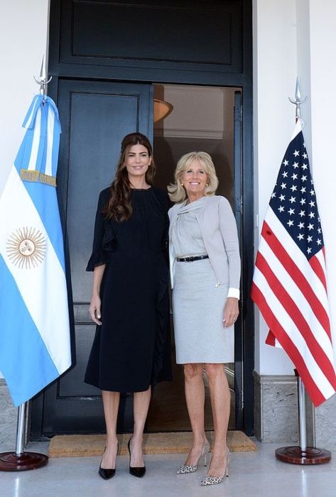 Jill as seen posing with the Argentinian First Lady Juliana Awada in 2016