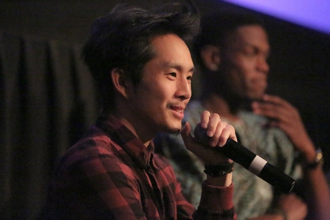 Justin Chon pictured while speaking about his film 'Gook' at the Montclair Film Festival 2017 in New Jersey