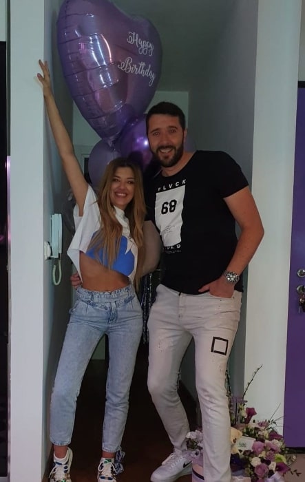 Kija Kockar smiling in a picture alongside Goran Leka Lecic in an Instagram post in Zvezdara, Belgrade in May 2020