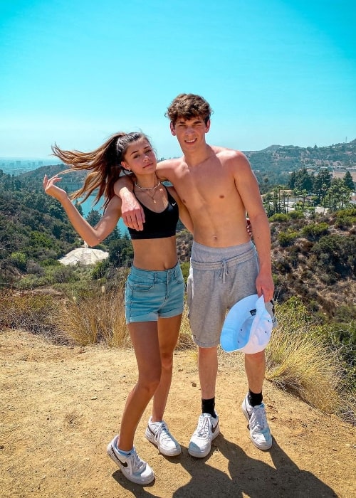 Rachel Brockman posing for a picture along with Brandon Rowland in Los Angeles, California