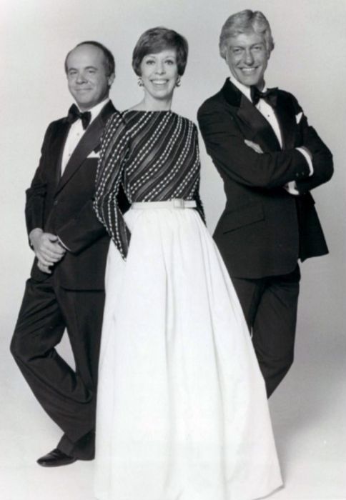 Tim Conway, Carol Burnett, and Dick Van Dyke from The Carol Burnett Show seen posing together