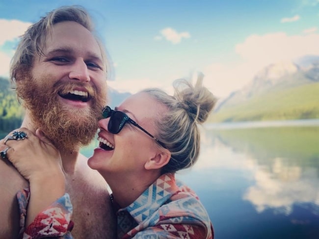 Wyatt Russell as seen while clicking a selfie with Meredith Hagner in Polebridge, Montana in July 2020