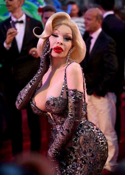 Amanda Lepore on the red carpet on the square in front of the Rathaus (Town Hall) of Vienna, Austria, on May 31, 2014