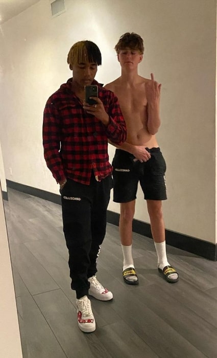 Angel Herrera clicking a mirror selfie along with Ryland Storms in June 2020