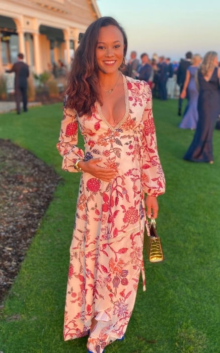 Ashley Darby as seen while posing for a picture during a wedding celebration in Kiawah Island, South Carolina in November 2020