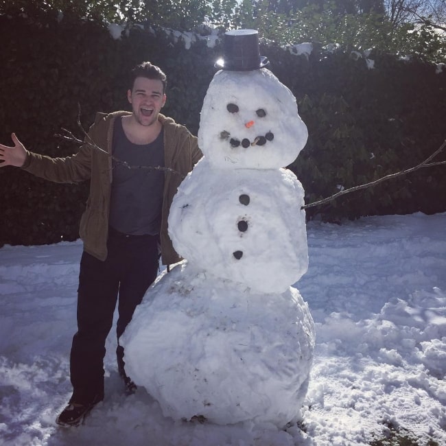 Burkely Duffield having a fun time with Snowman in February 2018