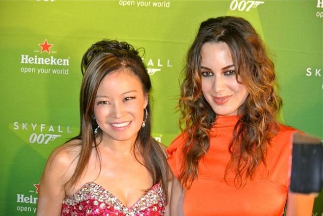 Bérénice Marlohe as seen with TV presenter Jen Su (left) in 2012