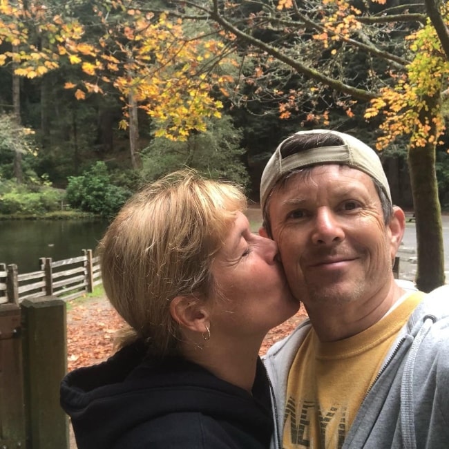 David Kaufman and wife Lisa Picotte at Sequoia Park in California, United States