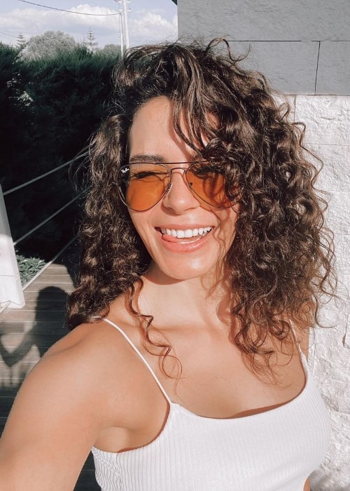 Ebru Şahin as seen while smiling for a selfie