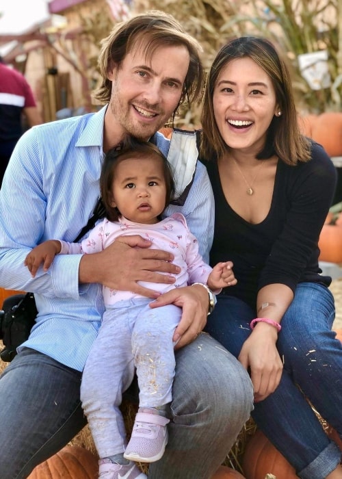 Erik von Detten smiling for a picture alongside his family in Marina del Rey, California