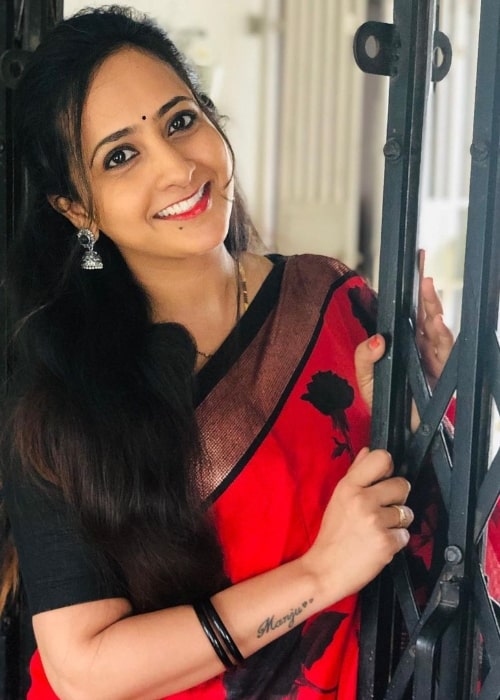 Lasya Manjunath as seen while smiling for a picture in August 2020