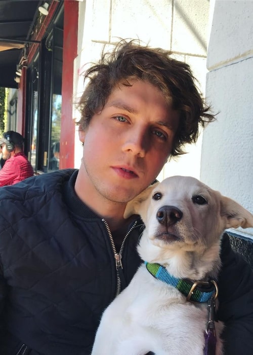 Lukas Gage as seen in a picture that was taken with his dog in February 2018