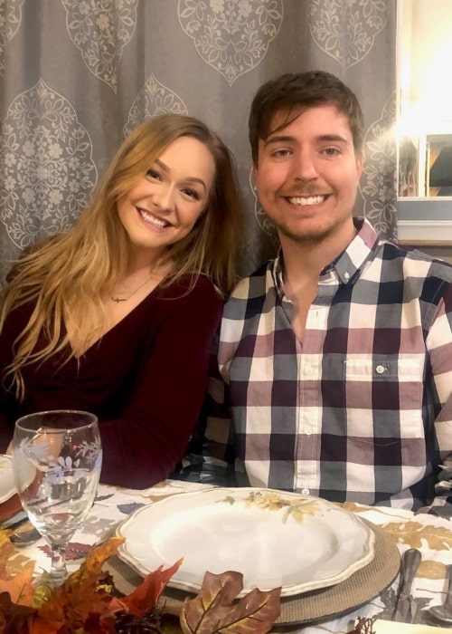 MrBeast as seen in a picture that was taken on Thanksgiving day in November 2019, with his girlfriend Maddy Spidell