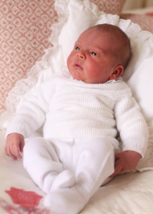Newborn Prince Louis of Cambridge as seen in his first official portrait