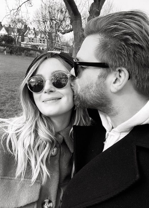 Nicola Millbank and Michael Eagle-Hodgson in a black-and-white picture in February 2020