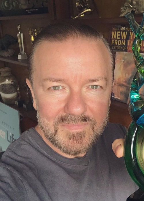 Ricky Gervais in an Instagram Selfie from August 2019