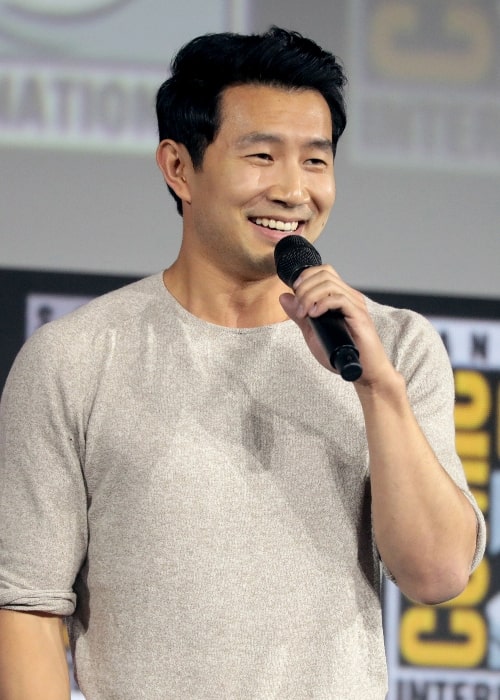 Simu Liu as seen while speaking at the 2019 San Diego Comic-Con International in San Diego, California