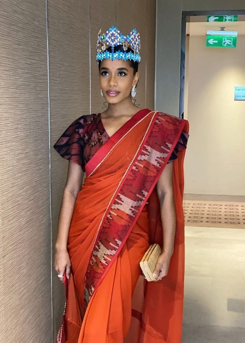 Toni-Ann Singh in March 2020 in a traditional Nepali Saree having fun exploring and celebrating fashion from all over the world