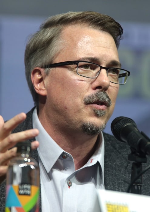 Vince Gilligan speaking at the San Diego Comic-Con International in San Diego in 2018