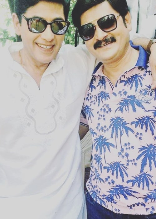 Aasif Sheikh (Left) as seen while posing for a picture alongside his 'Bhabi Ji Ghar Par Hai!' co-star Rohitash Gaud in an Instagram post in July 2018