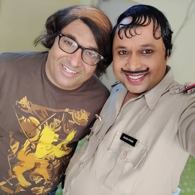 Anup Upadhyay (Left) as seen while smiling in a selfie alongside Yogesh Tripathi in August 2020