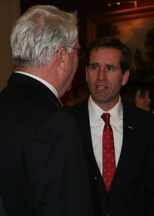 Beau Biden (Right) and Secretary of Agriculture Ed Kee talk during the reception before the 42nd annual Agricultural Industry Dinner on January 24, 2013