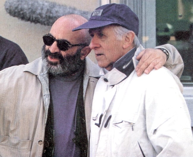 Bob Hoskins (Left) as seen alongside Freddie Francis on location in Montreal for 'Rainbow' in November 2007