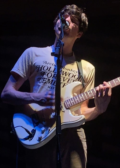 Braeden Lemasters pictured while playing a guitar during a concert at Newport Music Hall in Columbus, Ohio on September 7, 2019