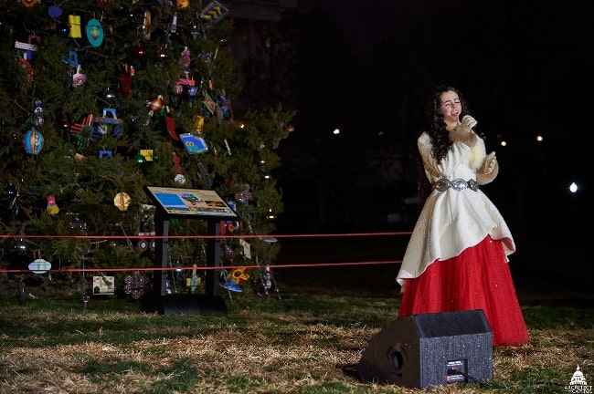 Chevel Shepherd as seen while performing during a ceremony