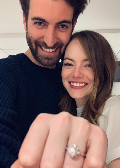 Dave McCary and Emma Stone, as seen in December 2019