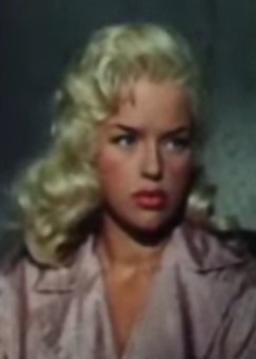 Diana Dors as seen in a cropped screenshot from the trailer for the film 'The Unholy Wife'